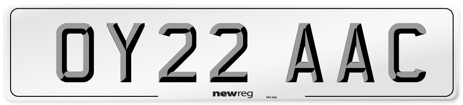 OY22 AAC Number Plate from New Reg